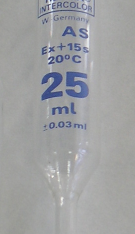 Pipette en verre de 2 ml de volume défini avec graduation