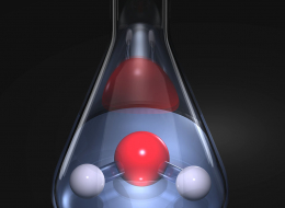 Molécule d'eau dans un erlenmeyer