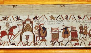 Photo d'un extrait de la tapisserie de Bayeux