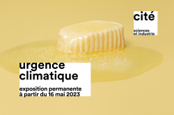 Visuel de l'exposition "urgence climatique" de la Cité des Sciences