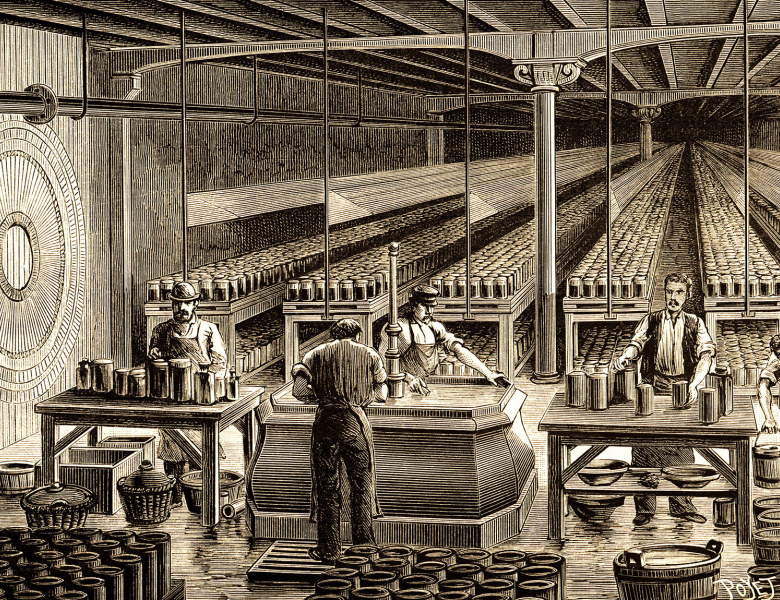 Entrepôt parisien contenant des batteries, au XIXème siècle